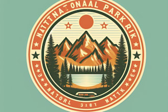 design retro vintage national park logo with express delivery