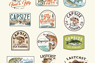 design hunting fishing logo outdoor vintage badge t shirt