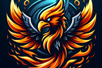 create your creative phoenix esport gaming mascot logo within 12 hours