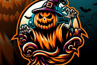 design an awesome halloween haunted mascot logo design with express delivery