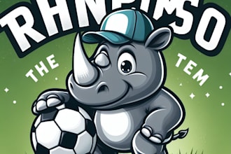design high quality cute rhino mascot logo design for you
