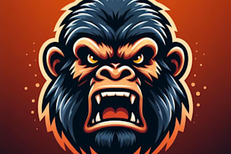 make a high quality angry gorilla head mascot logo  with express delivery
