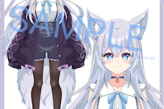 draw vtuber l2d model design ready to rig