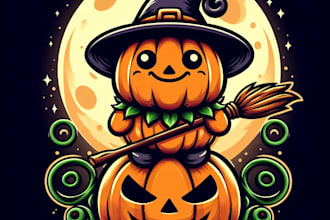 make modern pumpkin halloween mascot logo with unlimited revision