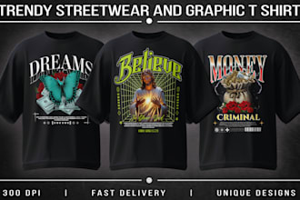 create amazing streetwear t shirts and graphic t shirt designs