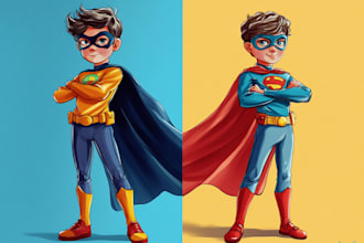 create concept art character caricature and friendship portrait