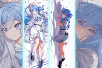 draw a dakimakura for your vtuber, fanart in anime or manga style