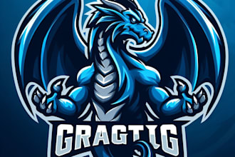 make an amazing blue dragon mascot logo for you  with unlimited revisions