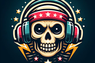 make an amazing funky skull mascot logo design with unlimited revision