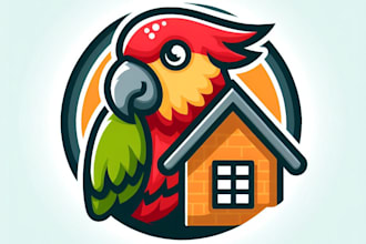 create awesome pet parrot house mascot logo design for your company