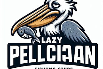 creative modern lazy pelican mascot logo with express delivery