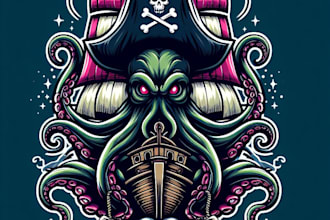 make modern kraken octopush mascot ship logo only 15 hours