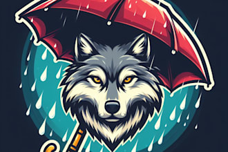 make an amazing wolf rain umbrella mascot logo for you with unlimited revision