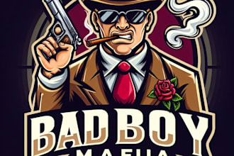 creative unique bad boy mafia mascot logo design for your business