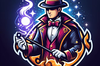 make an amazing fox magician mascot logo design  with unlimited revision