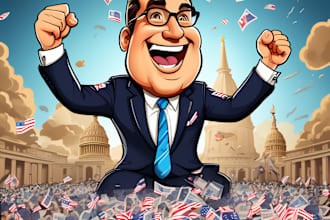 draw political cartoon character for social media