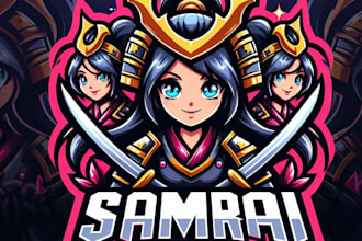 make an amazing samurai girls logo mascot design for you with unlimited revision