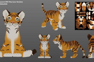 model, rig, texture, low poly 3d character