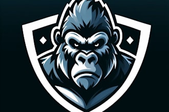 design awesome gorilla head mascot logo design only 15 hours