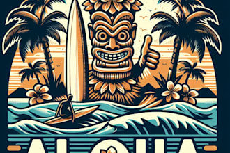 do aloha tiki surfing vintage logo for your business