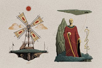 draw a unique psychedelic vintage illustration for merch