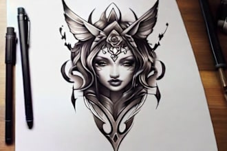 do custom tattoo design , anime , traditional or realistic sleeve tattoo artist