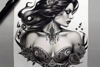 create custom realistic tattoo design, tattoo sleeve
