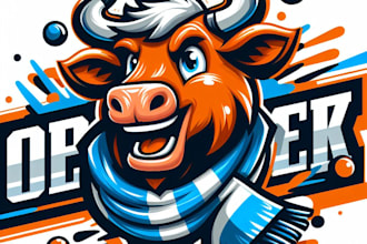 create amazing orange bull mascot logo for you with unlimited revisions