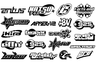create custom y2k typography logo design
