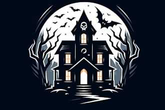 make a high quality halloween house mascot logo for you in 12 hours