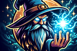 design super magical light wizard mascot logo for you only 15 hours