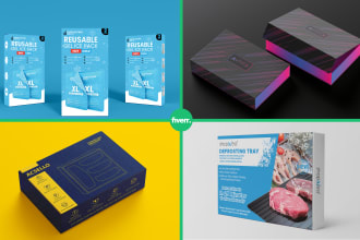 do packaging box design, mailer box, product box design, and 3d mockup