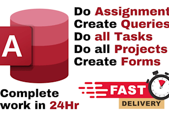 create microsoft access database and do any assignment or project for you