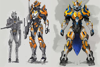 do high quality robot, mecha concepts
