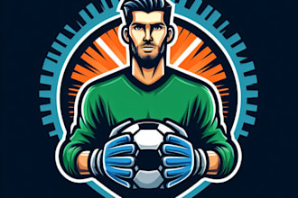 creative goalkeeper, soccer, sport, gaming, mascot logo design
