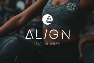 create a sporty minimal activewear sport, clothing line logo