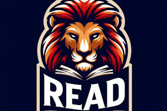 do lion ,head, read, clore,mascot logo