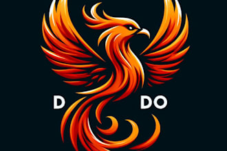 do phonix ,flying,red,head, logo design