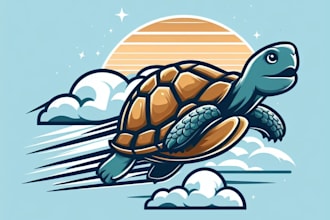 do tortoise , flying ,sky, minimalst , mascot logo design