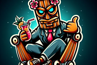 do high   ,roller  tiki , animal ,  lounge ,  mascot logo design