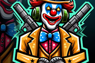 do clown, animal, e sport, mascot logo design