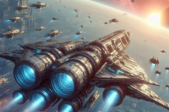 make a spaceship illustration, sci fi art