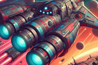 draw high quality spaceship concept sci fi illustration