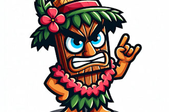 do funny, hawaiian, tiki, animal mascot logo design