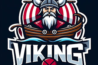 do viking, ship, sport, mascot logo design