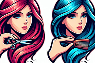 do girls hair style modern coler awesome mascot logo design