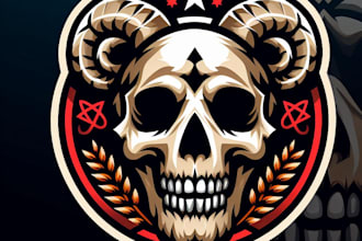 do skull head animal mascot logo design