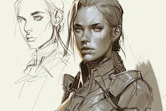 do sketch of your character, sci fi fantasy, cyberpunk