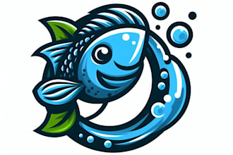 do fish modern water mascot logo design