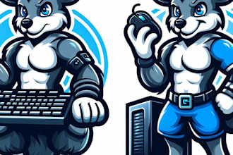 do animal computar gaming carton animal mascot logo design